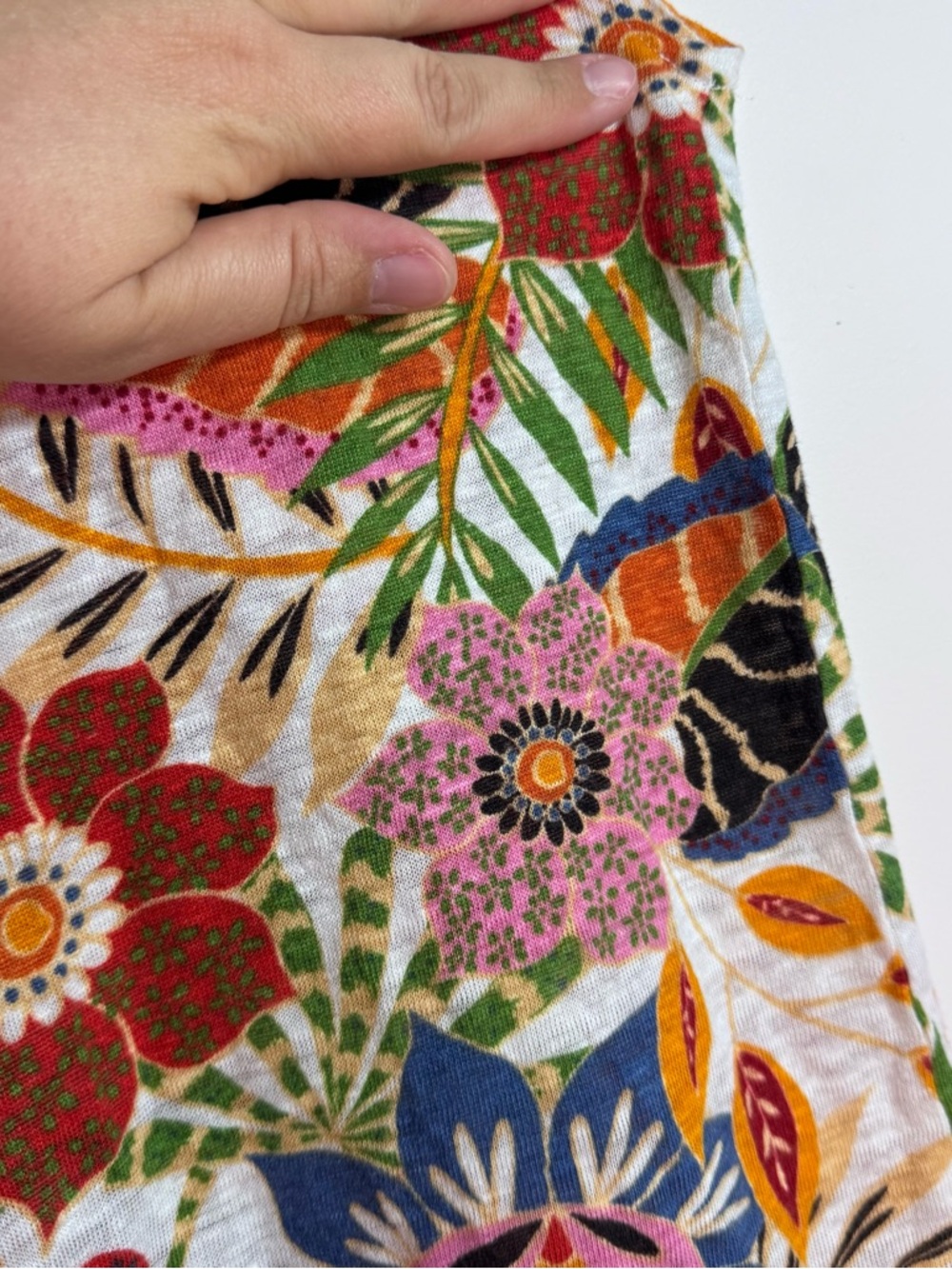 C&C California Linen Floral Top Button Back Short Sleeve XL - Picture 3 of 7